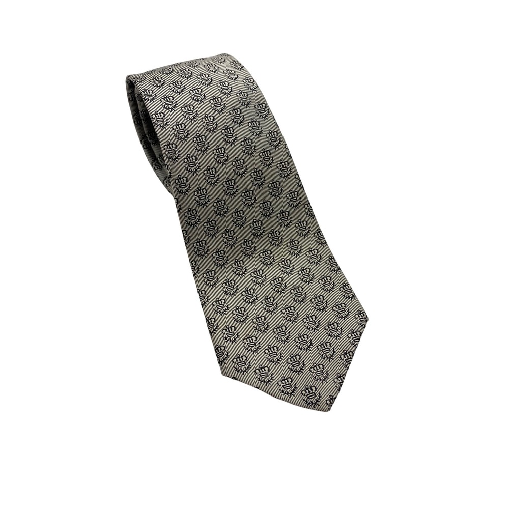 Vintage Bloomingdales Mens Store‎ All Silk Gray Silver Crown Necktie